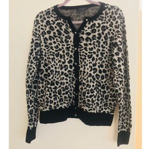Ann Taylor Button Up Sweater Cheetah Print, XL